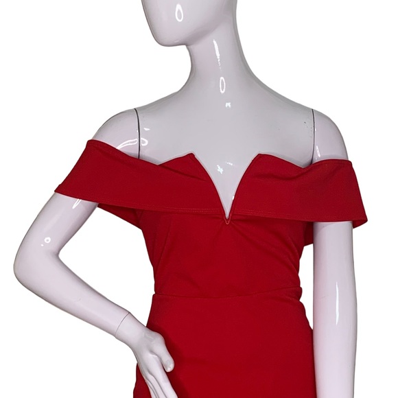 Lulu’s Dress off Shoulder Red Hidden Zipper on Back Size S - Picture 5 of 12